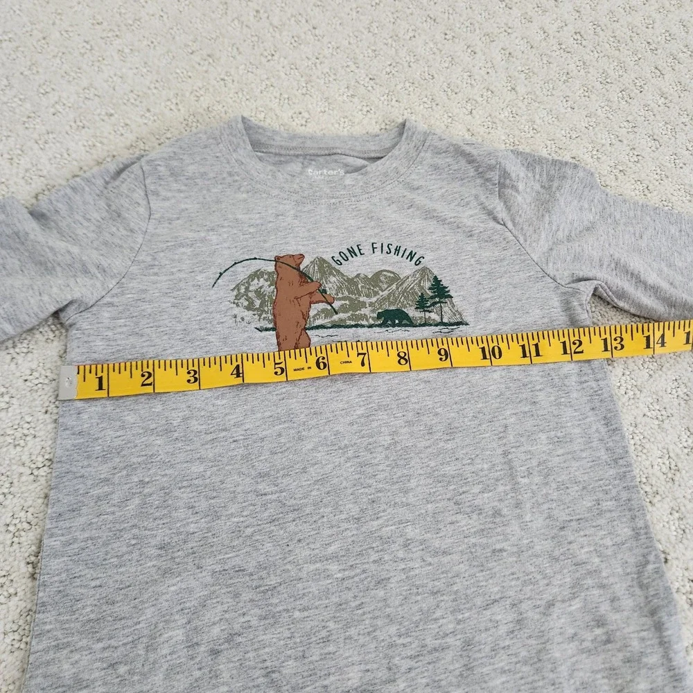 Carters OshKosh Boys 5T Gone Fishing Bear Tee and Blue Hoodie 2pc Set NWT